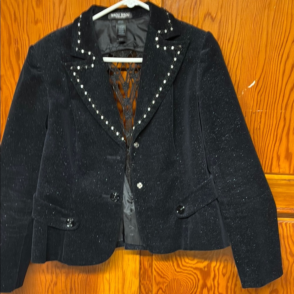 INC International Concepts Black Blazer with Studded Embellishments
